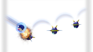 Sonic destroying Spinners with a chain of Homing Attacks in Sonic Unleashed.