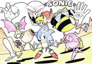 Temprano concepto de Sonic, Madonna y Eggman en un traje de abeja. Además de varios conceptos de algunos enemigos.