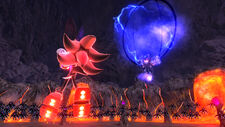 Shadow using Chaos Boost while using his Air Shoes, from Sonic the Hedgehog (2006).