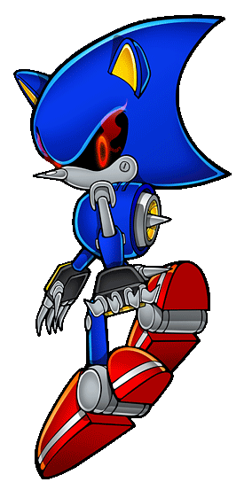 Metal Sonic D, blue and white robot cat character illustration