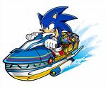 Sonic on a Waterbike in Sonic Rush Adventure