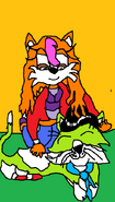 Alaina petting Rico's pet form
