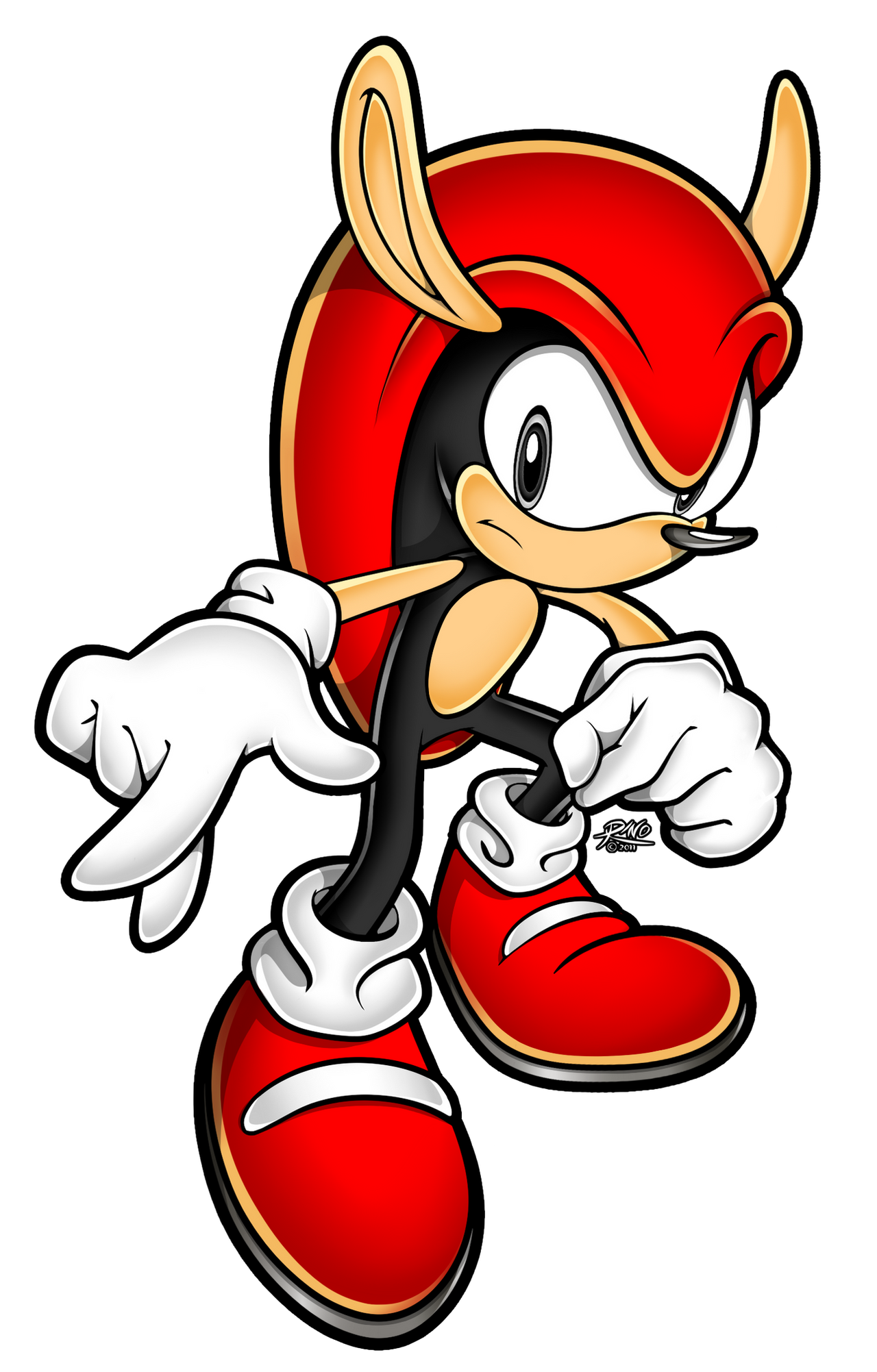 180692 - safe, artist:chibi-jen-hen, mighty the armadillo (sonic), armadillo,  mammal, anthro, archie sonic the hedgehog, sega, sonic the hedgehog  (series), 2018, bandage, boots, clothes, expansion, fingerless gloves,  fist, gloves, looking at you