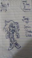 Early sketch designs of Joy via sharpie marker (my drawing)