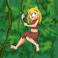 Madeline swinging in vines