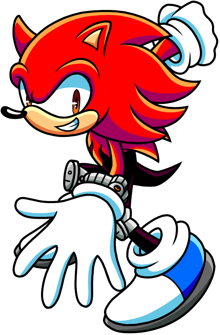 Dark sonic. hedgehog, black fur, no pupils, pointed eyes. red