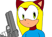 Kiki holding a gun