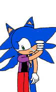 Lou hugging Sonic