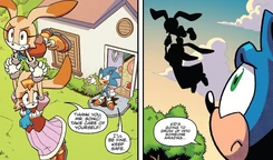 Sonic beobachtet, wie Cream ihre Mutter mit ihrem neu gewonnenen Mut trägt in .