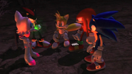 Tails mit Rouge, Shadow, Knuckles und Sonic