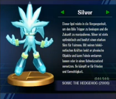 Silver als Trophäe aus Super Smash Bros. Brawl. Diese Trophäe ist erst erhältlich, sobald der Spieler Scheiben Smash!! auf Level 3 mit allen Charakteren absolviert hat.