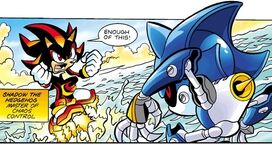 Metal Sonic and Shadow fighting