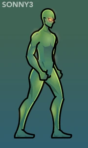 An in-development screenshot of the finished skeleton rig for Sonny 3.