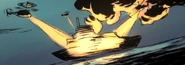 One last look at the burning ship as it is surrounded by ZPCI helicopters