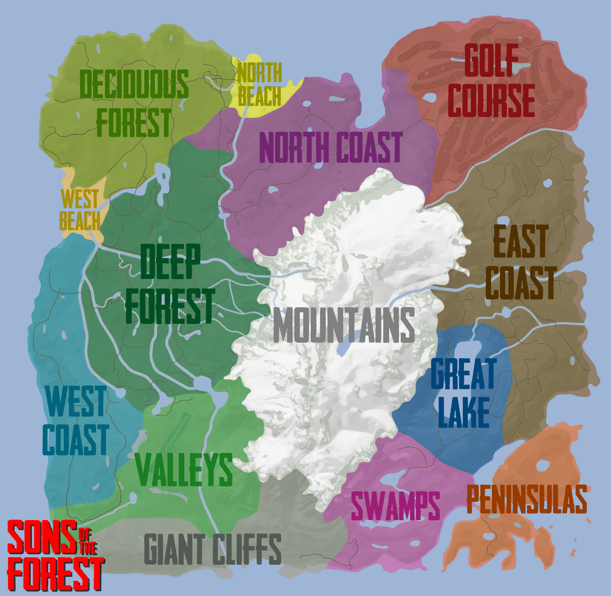 Sons Of The Forest map, map size, terrain features