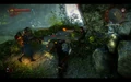 Geralt protégeant Triss et Vernon