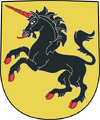 D'or, à la licorne effrayée de sable