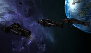 Charon, Paris, and Stalwart frigates in-game.