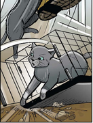 Häkistä pakeneva Usvajalka Graystripe's Adventure -mangasta.