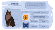 Valohyppy-tietosivu.png (2,2 MiB) Valohypyn tietosivu virallisella Warrior Cats -sivustolla.