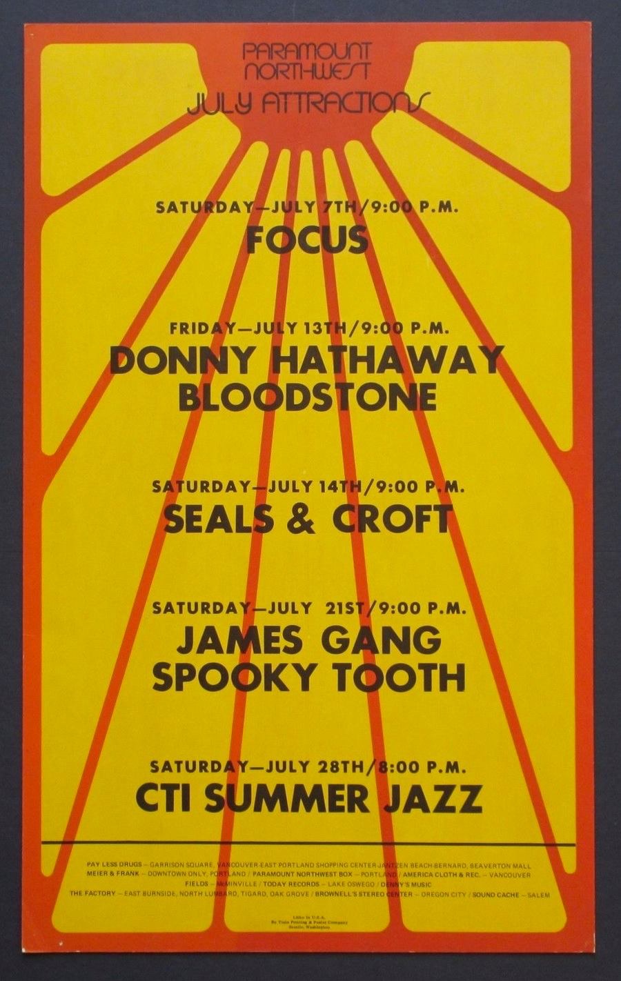 July 13, 1973 Paramount Northwest Theatre, Portland, OR | Soul Concerts ...