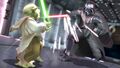Darth Vader fighting Yoda