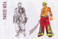 Concept art of Yun-seong's outfits from Soulcalibur IV