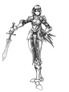 A swordswoman of darkness, designed with the idea of a servant of the final boss.