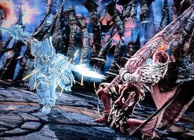 Leandra in the final battle against Necro-Edge with Soul Calibur