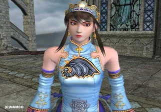 Xianghua screenshot from Soulcalibur II (2003) just before her destined battle with Kilik.