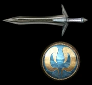 A render of Omega Sword & Elk Shield from Soulcalibur