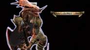 Player 2 Lizardman (Aeon Calcos) wielding the Grudge Ax and Aya Shield (2P) in Soulcalibur IV'