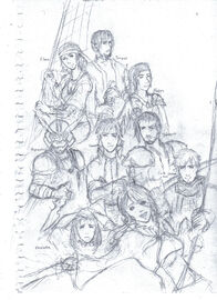 Sketch of the crew members