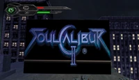 A billboard in Spawn: Armageddon with the Soulcalibur II logo.
