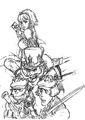 Sketch of Dampierre and his band of thieves