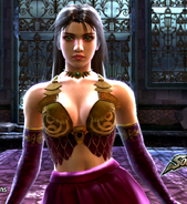 Close up of Kisandra's 1P outfit on Soulcalibur IV.