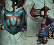 The Grudge Ax & Aya Shield being wielded by the generic blue lizardman enemies in Soulcalibur Legends