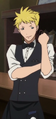 Clay as a waiter in the anime.
