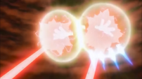 Death summoning two Shields to block Asura's beams.