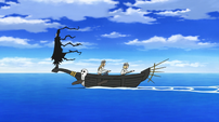 Kid, dressed as a shinigami, is rowed by the Thompsons through the Baltic