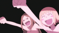 Soul Eater Episode 22 HD - Liz and Patty happy to see Kid overcome asymmetry