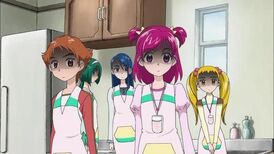 Flora and her sisters trying to cook