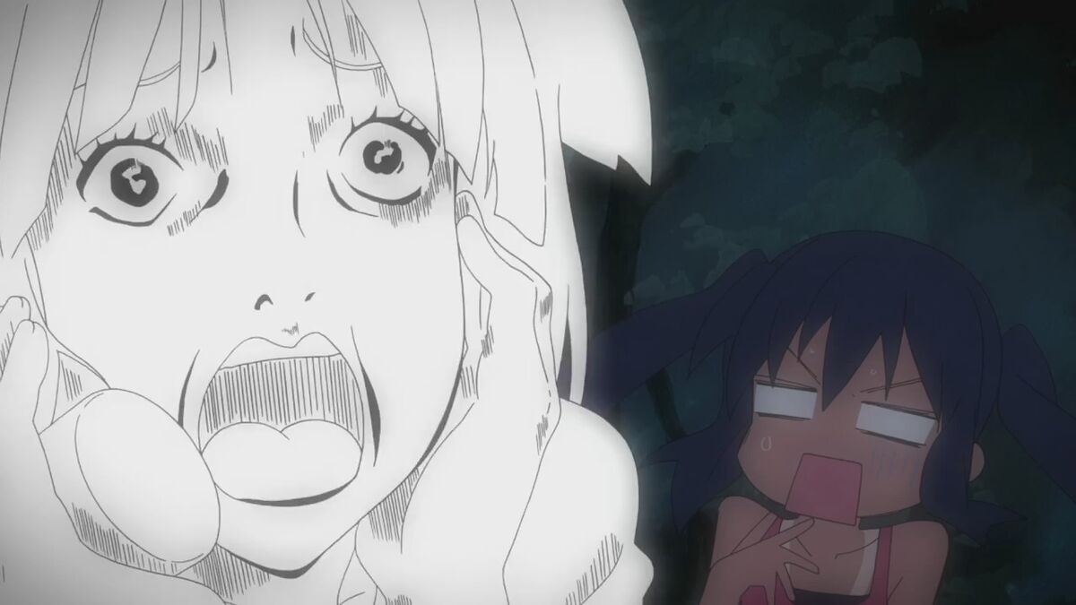 Anime-style girl with violet hair screaming on Craiyon