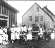 Tourists beside the hotel