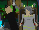 Mlle Havisham crachant de l'acide au visage du Escaped Convict".