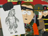 Al Gore holds up a picture of ManBearPig.