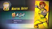 Martial Artist class selection screen