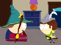 Cartman confronting The Bard.