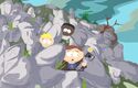 Cartman on a cliff with Token and Butters.