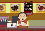 L'intérieur du City Wok avec Tuong Lu Kim derrière le comptoir.